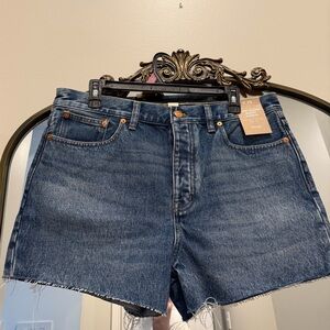 Madewell Dark Blue Raw-Hem low-slung baggy shorts 28
